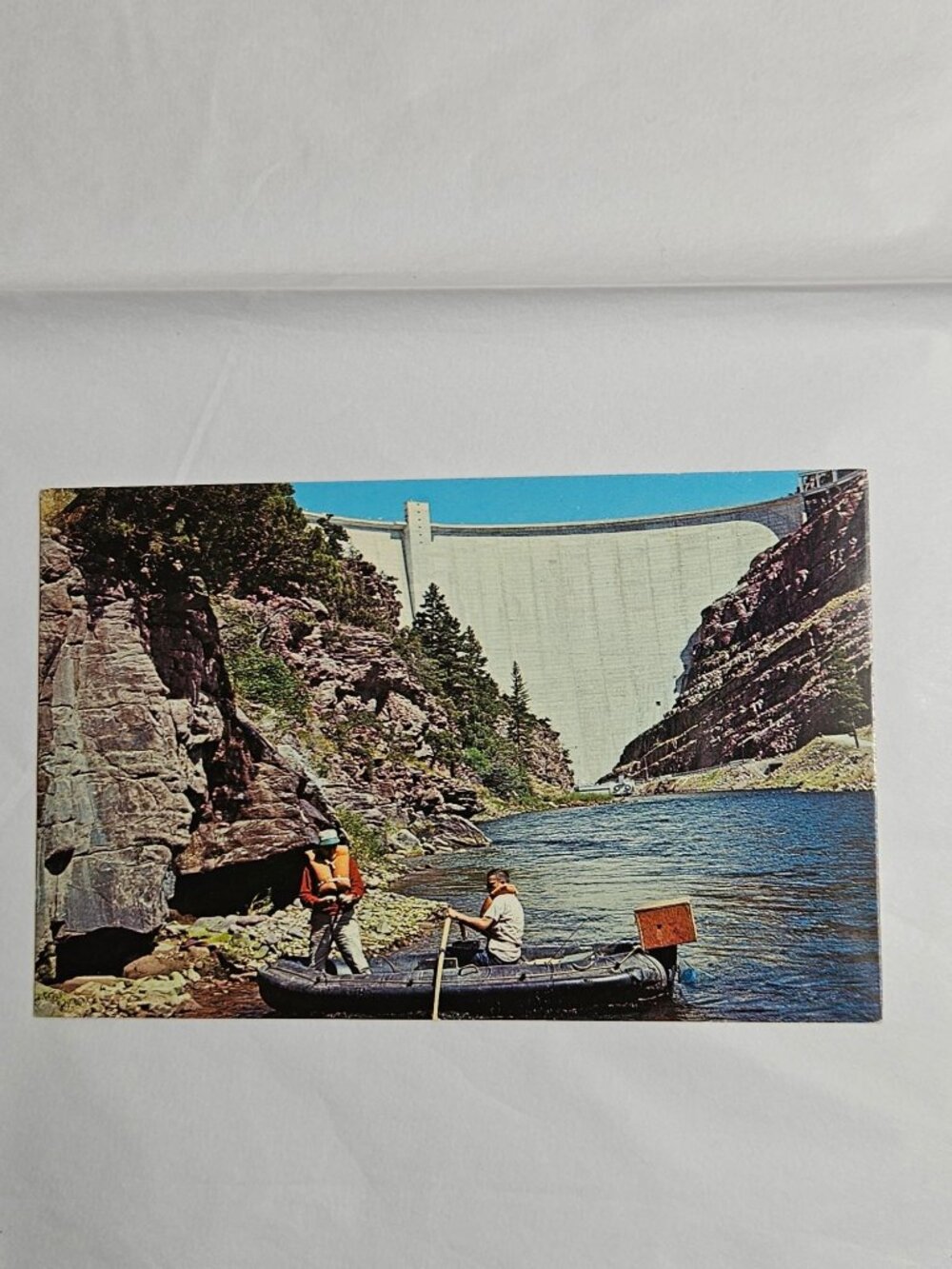 Flaming Gorge Dam below Flaming Gorge Lake and Dam Red Canyon Postcard